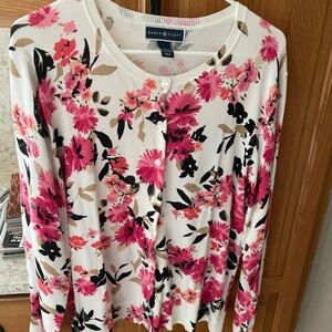 Karen Scott Women's Floral Blouse - Pink, Black, and Cream